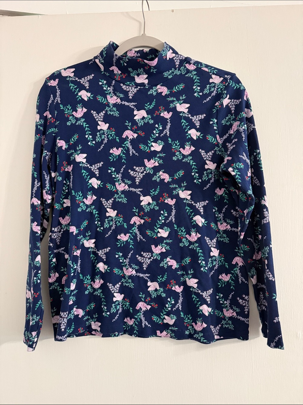 croft & barrow Navy Floral Long Sleeve Turtleneck